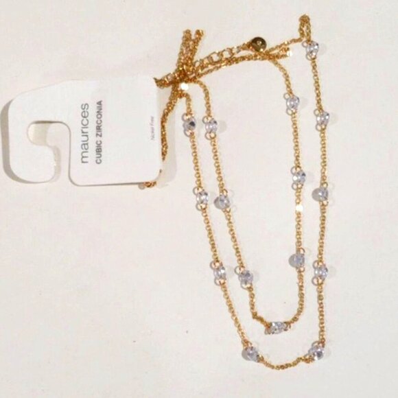 ✨ Maurices Gold-Tone Layered Dazzling Cubic Zirconia Necklace - Women's Jewelry - Picture 1 of 10